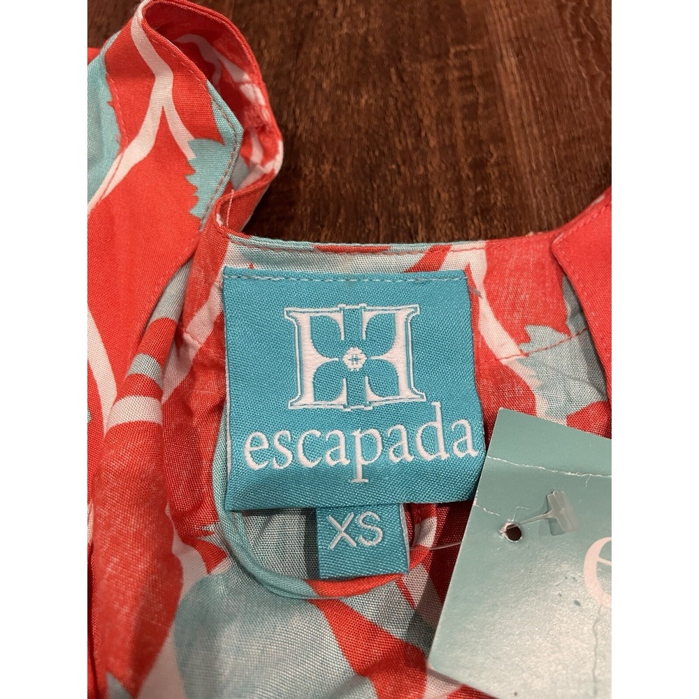 Escapada Living Seahorse Print Belted Tunic Dress Aqua Coral Womens Sz XS - Picture 3 of 9
